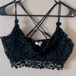 la miel black lace crop top/bralette
